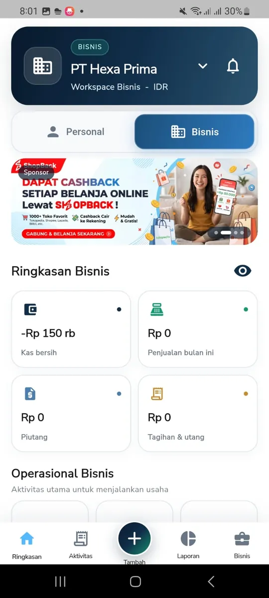 Dashboard Business MONQURO